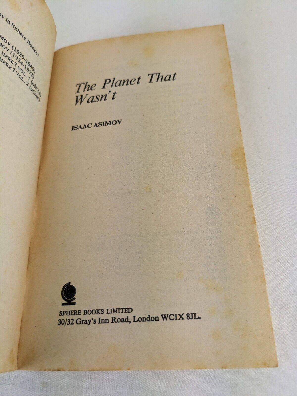 The planet that wasn't by Isaac Asimov 1976 Sphere science