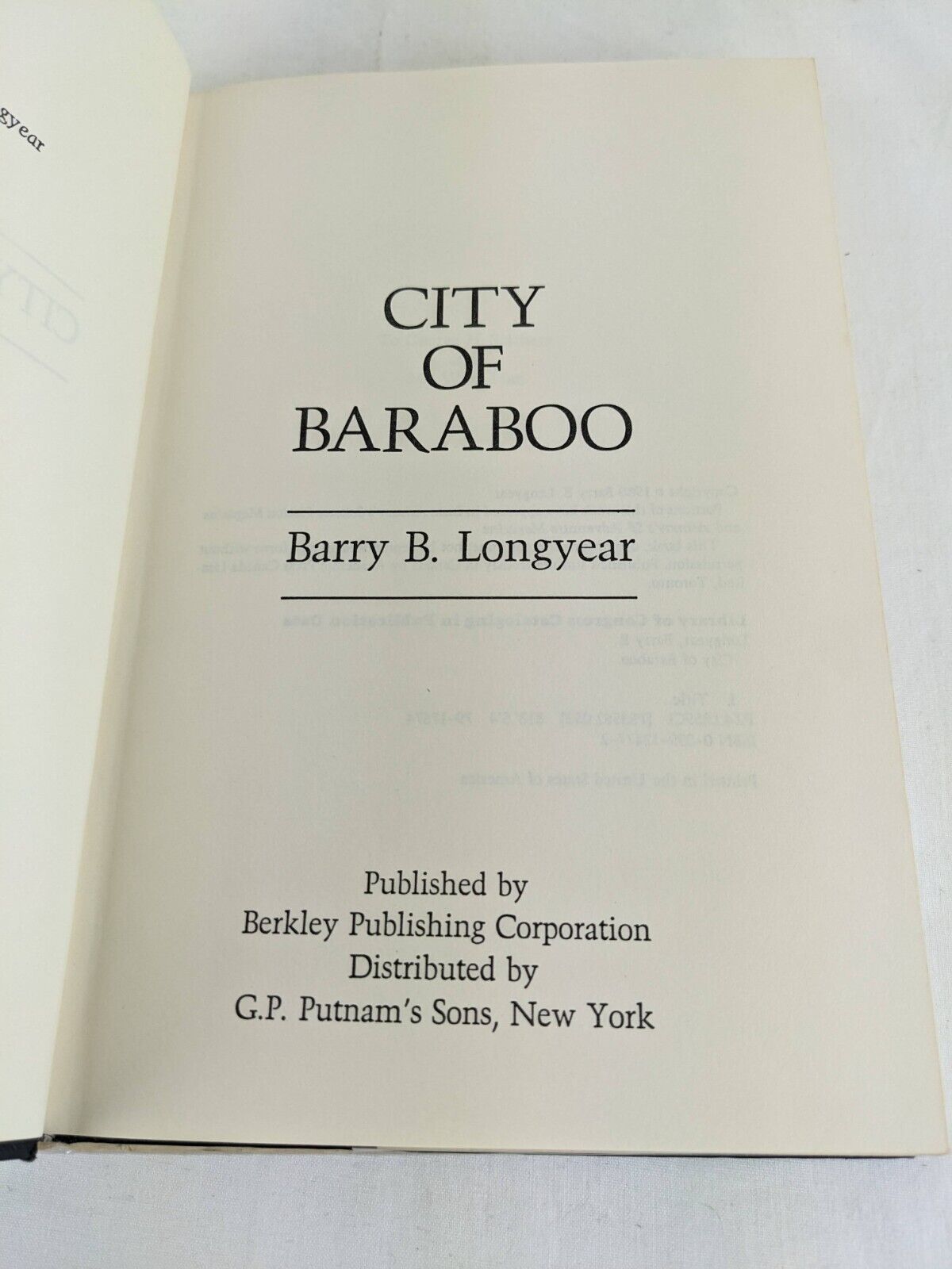 City of Baraboo by Barry B. Longyear 1980 Hardcover