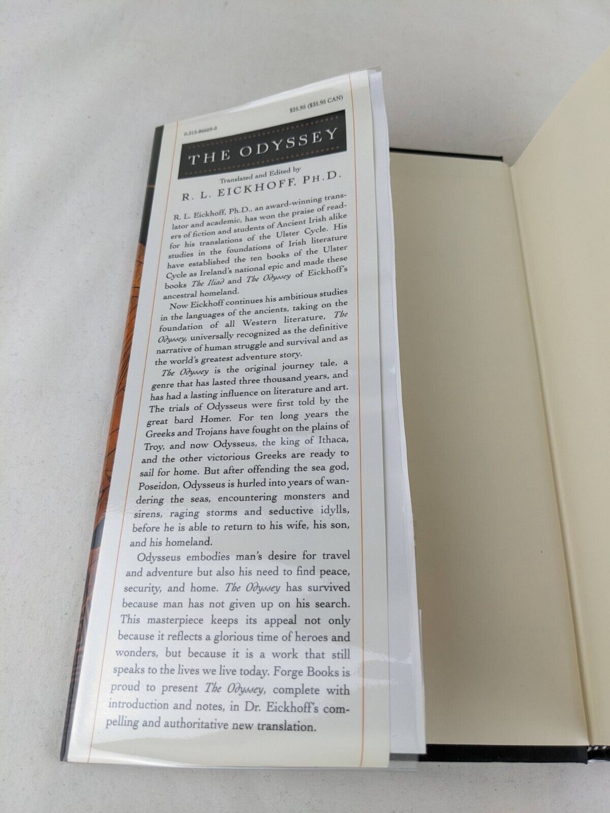 The odyssey by Homer - Translated by R. L. Eickhoff 2001 First Edition Hardcover