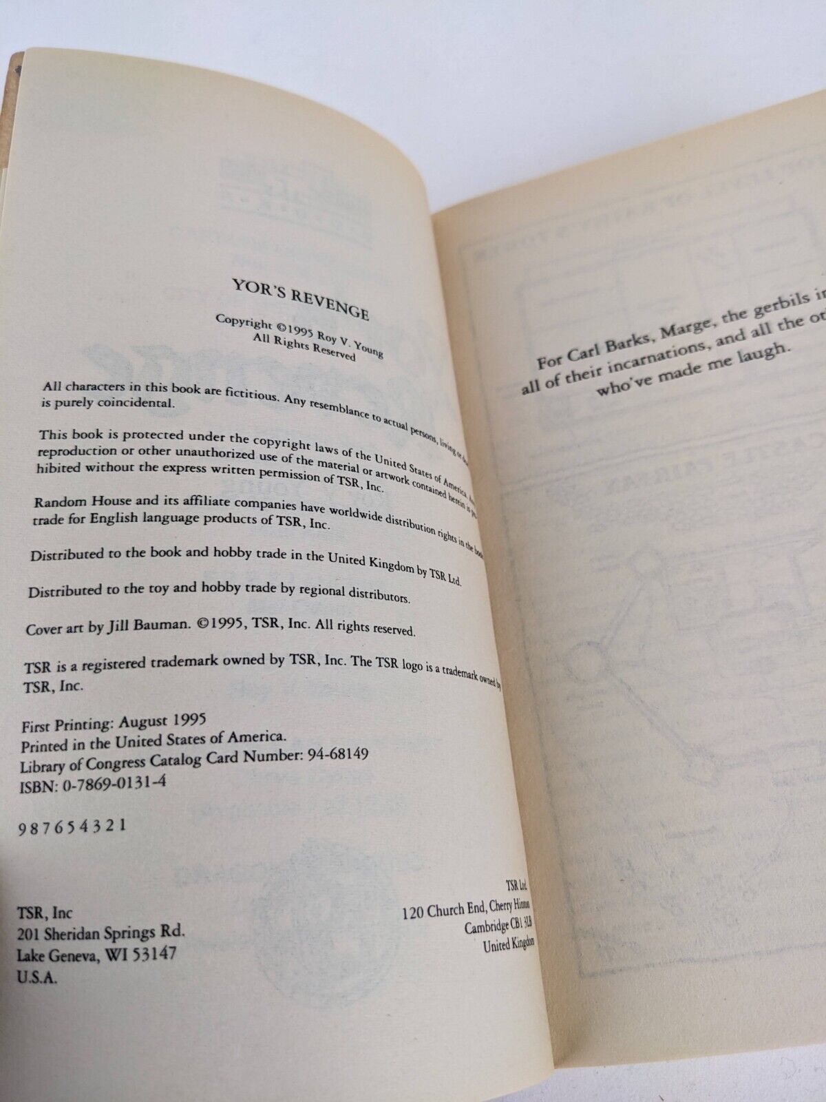 Yor's revenge by Roy V. Young 1995 TSR First Printing Outrageous 2 RARE