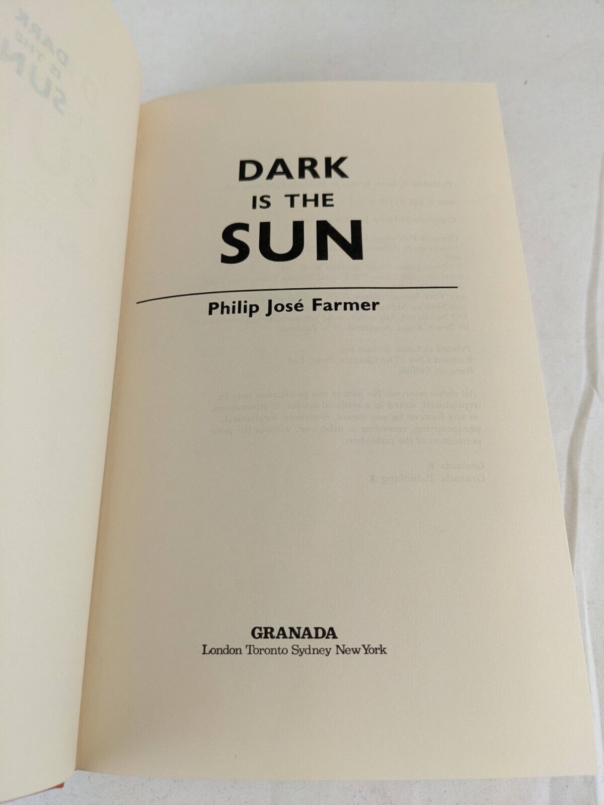 Dark is the sun by Philip Jose Farmer 1981 Granada hardcover