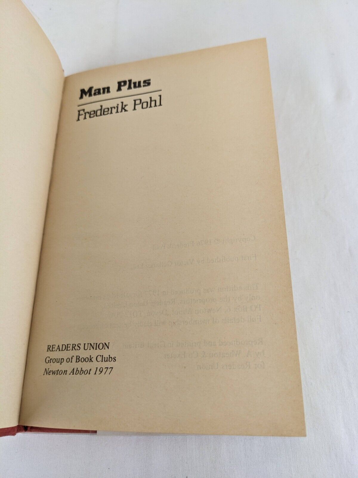 Man Plus by Frederik Pohl 1977 Hardcover Readers Union